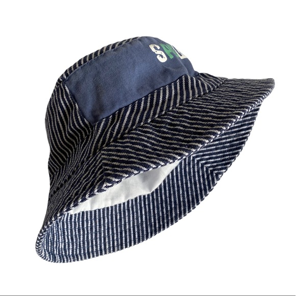 Sports Striped Blue Bucket Lined Hat Size 2-3X - Picture 2 of 5